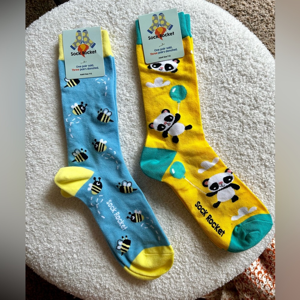 NWT Sock Rocket Bumble Bee & Panda Socks